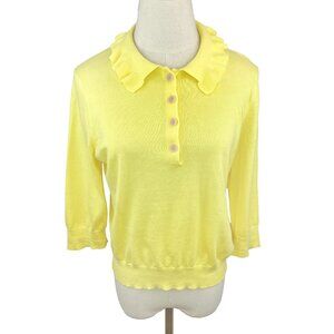 Bellerose Reawo Women's 3/4 Sleeve Ruffle Collar Yellow Sweater